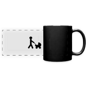 father and stroller - Full Colour Panoramic Mug - black - Front