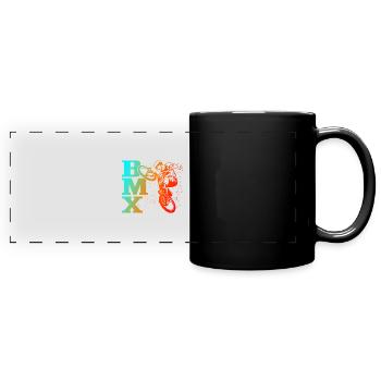 BMX cooles Retro Fan Geschenk Motiv für Junge Mädc - Panorama-Tasse farbig - Schwarz - Vorne