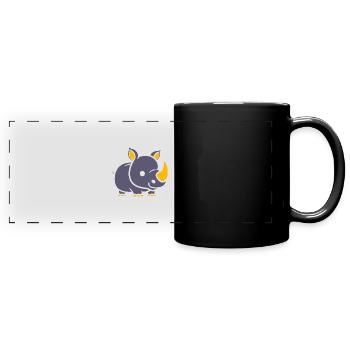 Nashorn - Panorama-Tasse farbig - Schwarz - Vorne
