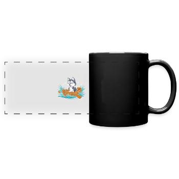 Ein Husky-Paddelboot - Panorama-Tasse farbig - Schwarz - Vorne