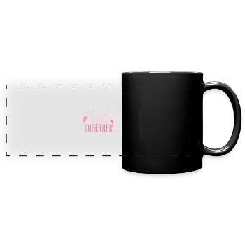 Zwillings Geschwister Party mit Sektglas - Panorama-Tasse farbig - Schwarz - Vorne