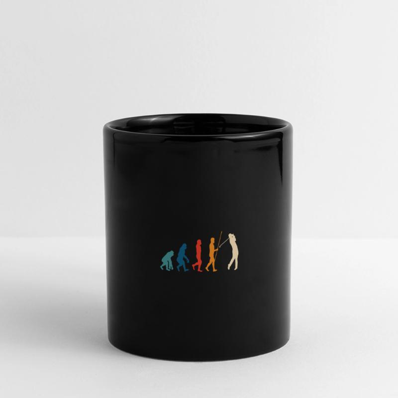 Golf Evolution Golfer Geschenk Golfschläger Panorama-Tasse farbig