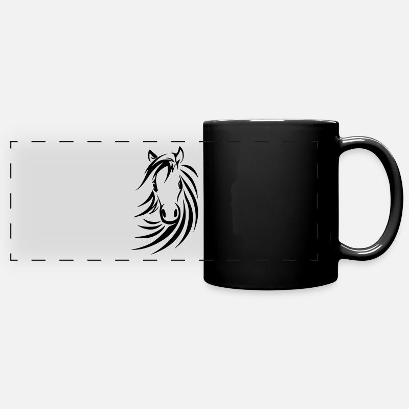 Sweat à capuche de cheval, nous avons beaucoup de motifs de chevaux - Mug panoramique uni - noir