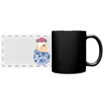 Matroschka Viola - Panorama-Tasse farbig - Schwarz - Vorne