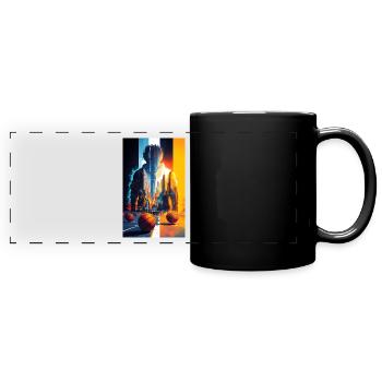 Double exposition au basket-ball - Mug panoramique uni - noir - Devant