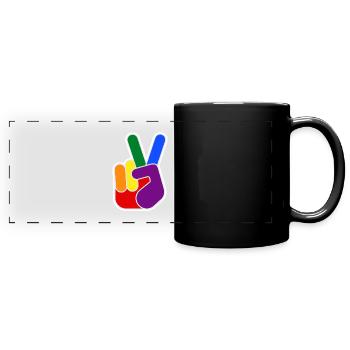 Conception de mains Rainbow Vsign - Mug panoramique uni - noir - Devant