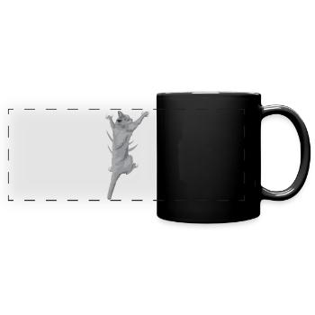 Cat Climbing 3D (cat) - Full Colour Panoramic Mug - black - Front
