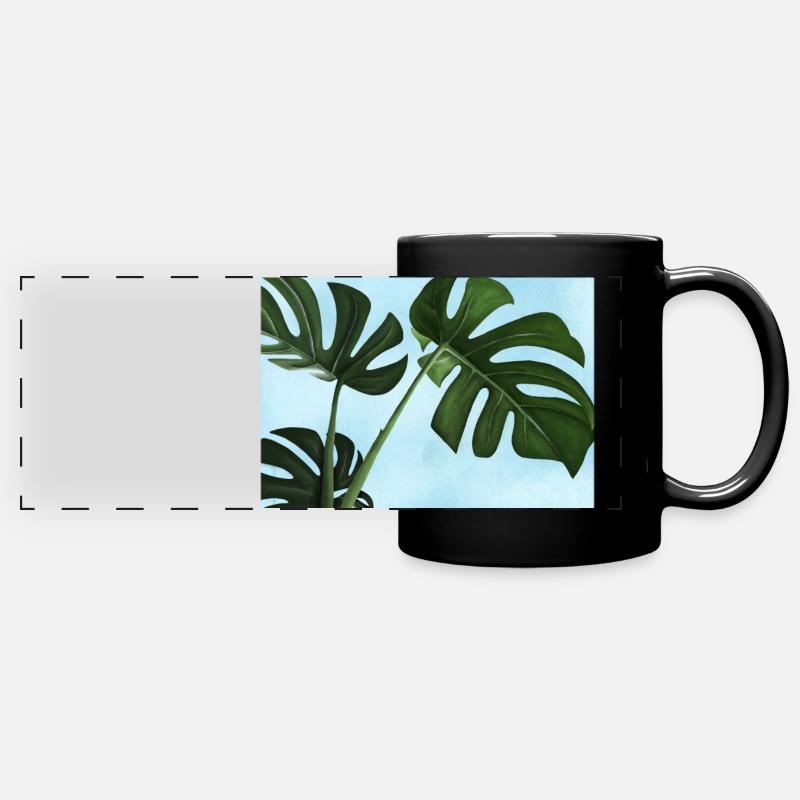 Monstera plant - Full Colour Panoramic Mug - black