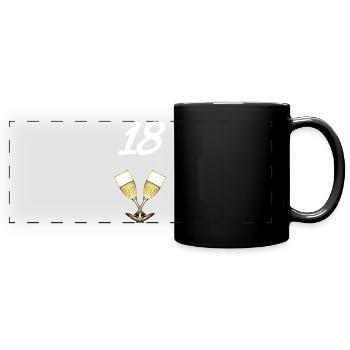 geburtstagsmotiv 18, Sektgläser farbig - Panorama-Tasse farbig - Schwarz - Vorne