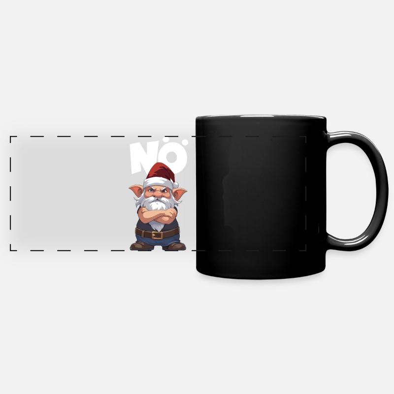 Defiant Christmas Gnome Nope Logo Saying - Full Colour Panoramic Mug - black
