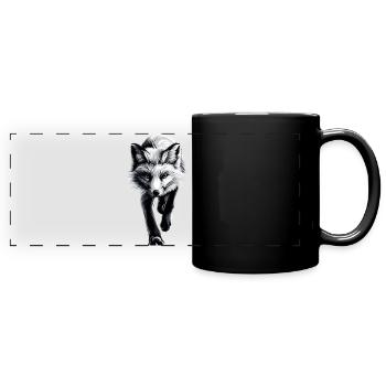 Polarfuchs Schneefuchs Eisfuchs Süßer Weißer Fuchs - Panorama-Tasse farbig - Schwarz - Vorne