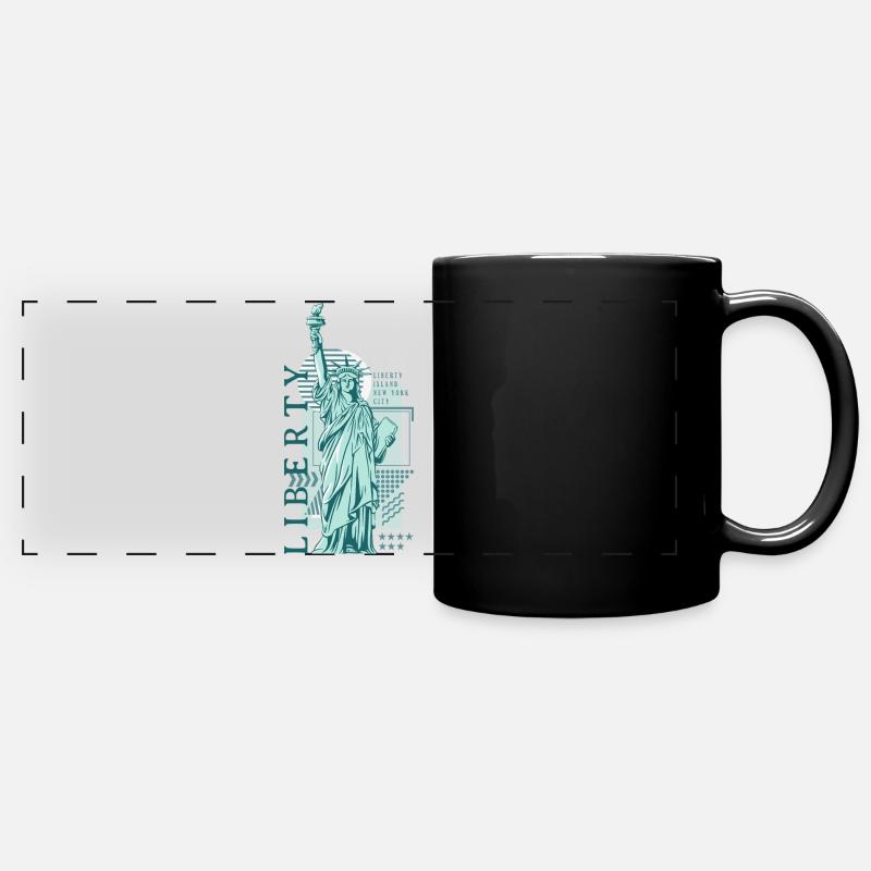 Vintage Blue Liberty - Full Colour Panoramic Mug - black