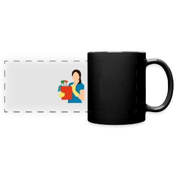 cleaning cleaning cleaning woman broom wischmop38 - Full Colour Panoramic Mug - black - Front