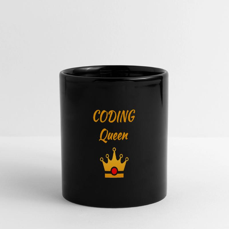 Coding Queen Königin Programmiererin Frau Software Panorama-Tasse farbig
