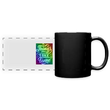 colourful typography - Full Colour Panoramic Mug - black - Front