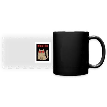 -wanted- (gray cat) - Panorama-Tasse farbig - Schwarz - Vorne
