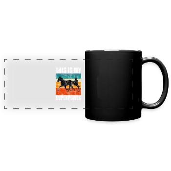 This is my Superpower Trotting Race Trabreiter Sulky - Full Colour Panoramic Mug - black - Front