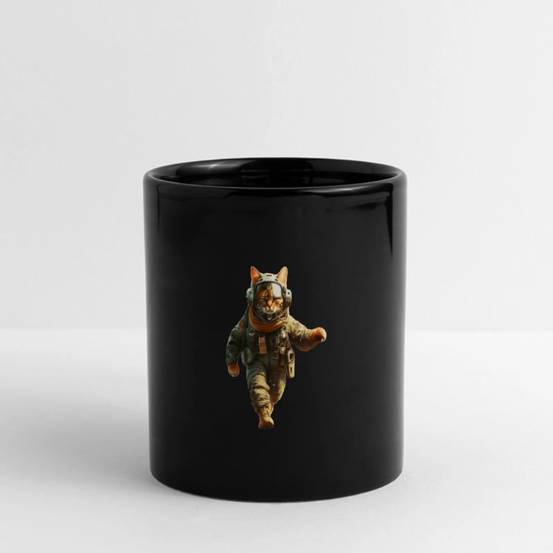 Katze oder Kater dient als Held in der Armee Panorama-Tasse farbig