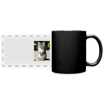 white persian cat - Full Colour Panoramic Mug - black - Front