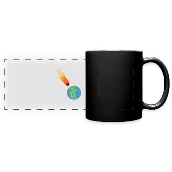 hugadino Meteorit trifft Pangea, Dino, Dinosaurier - Panorama-Tasse farbig - Schwarz - Vorne