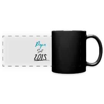 Papa seit 2015 - Panorama-Tasse farbig - Schwarz - Vorne