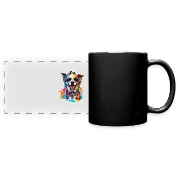 Chien / Animal / Animal de compagnie / Patte / Nez poilu / Wauwau - Mug panoramique uni - noir - Devant