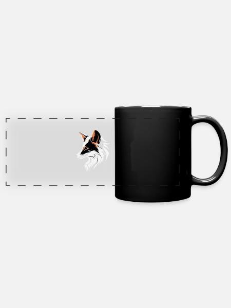 Fuchsprofil in Kontrast - Panorama-Tasse farbig - Schwarz
