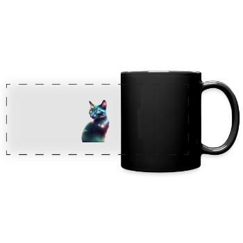Fantastische Katze - Panorama-Tasse farbig - Schwarz - Vorne