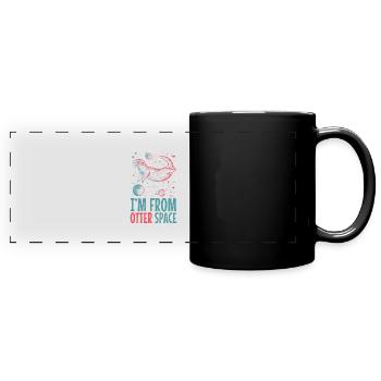 Otter Space Lustig Otter Astronaut - Panorama-Tasse farbig - Schwarz - Vorne