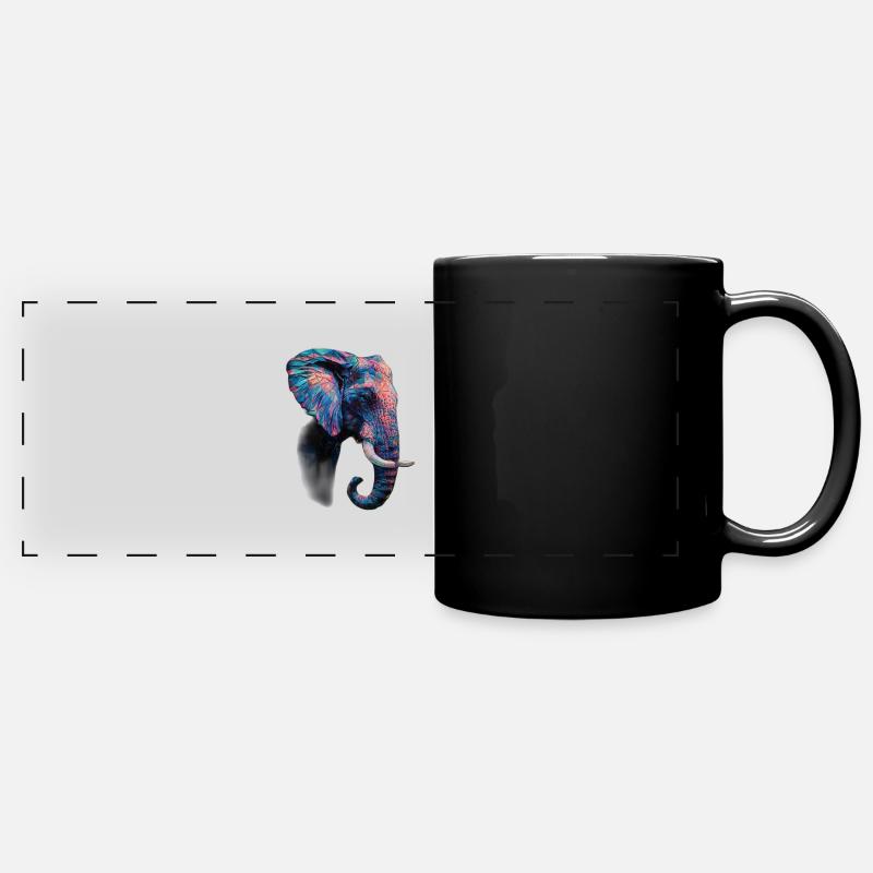 Elefant - Panorama-Tasse farbig - Schwarz