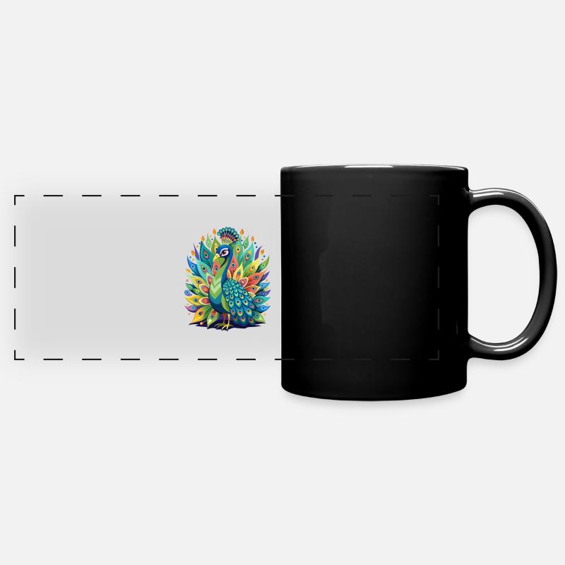Peacock Magic - Full Colour Panoramic Mug - black