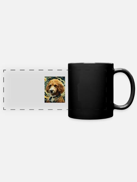 Goldenes Gekritzel - Panorama-Tasse farbig - Schwarz
