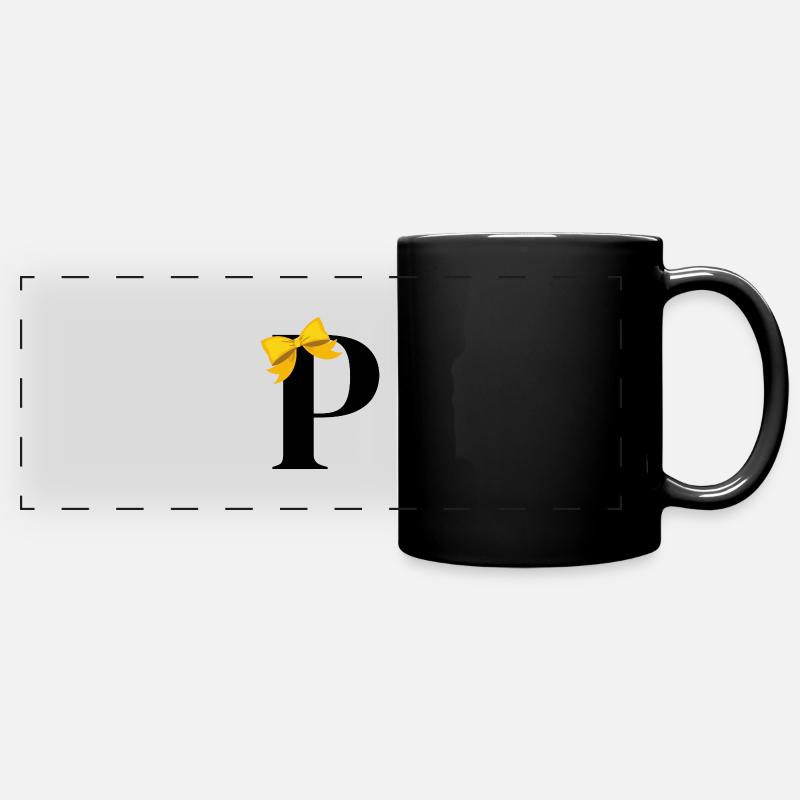Lettre p nœud jaune - Mug panoramique uni - noir