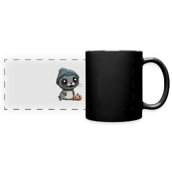 Robbe Tier Halloween Zombie - Panorama-Tasse farbig - Schwarz - Vorne