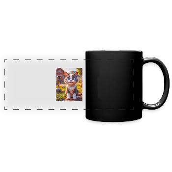 super cute animals on a farm – cat - Full Colour Panoramic Mug - black - Front
