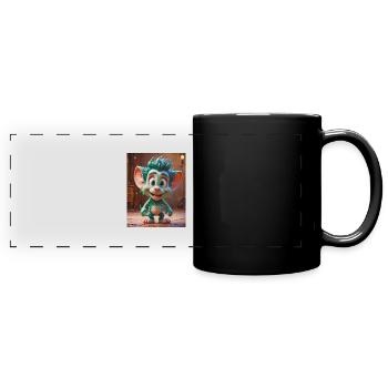 Happy Halloween cute monster wild hair scary funny - Full Colour Panoramic Mug - black - Front
