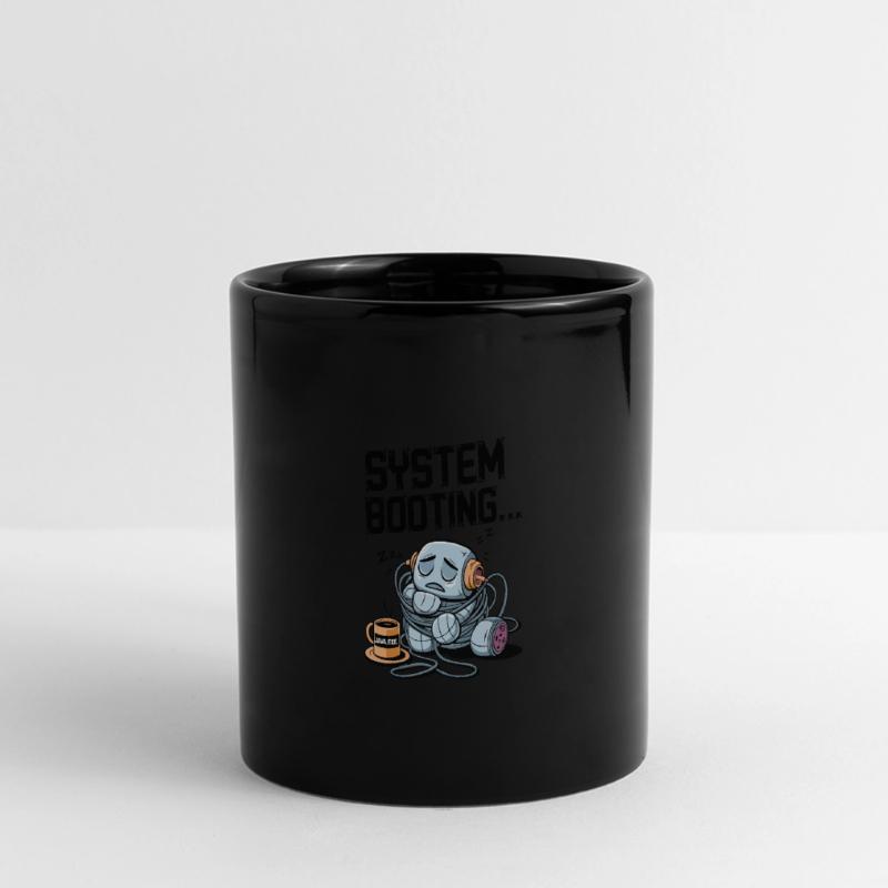 Sleepy Robot Booting avec du café Java.exe - Drôle Mug panoramique uni