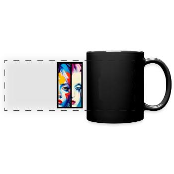 face the woman - Full Colour Panoramic Mug - black - Front
