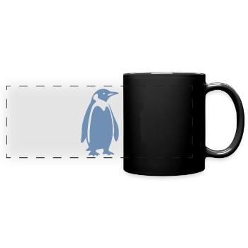 Cool Penguin Silhouette Minimalist Design - Full Colour Panoramic Mug - black - Front