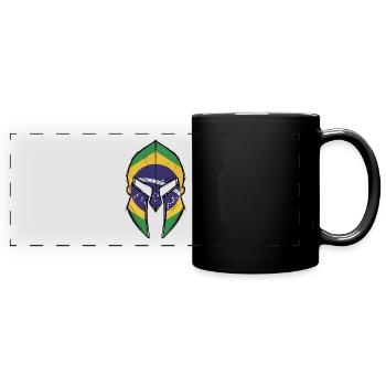 drapeau du Brésil dans le casque du guerrier spartiate - Mug panoramique uni - noir - Devant