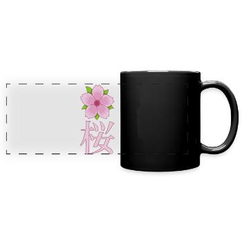 Cherry blossom manga - Full Colour Panoramic Mug - black - Front