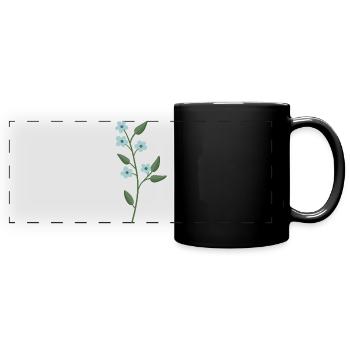 Fleur bleu clair - Mug panoramique uni - noir - Devant