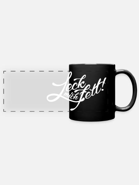 Leck mich fett! - Panorama-Tasse farbig - Schwarz