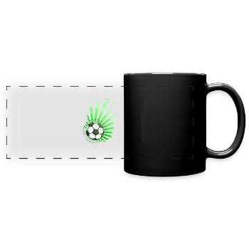 Fußball-Design (Sterne) 01 - Panorama-Tasse farbig - Schwarz - Vorne
