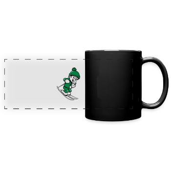 Winter holiday ski kids - Full Colour Panoramic Mug - black - Front