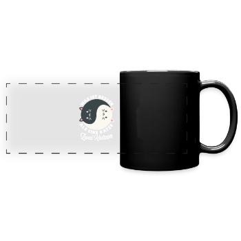 Was ist besser als eine Katze zwei Katzen Kätzchen - Panorama-Tasse farbig - Schwarz - Vorne