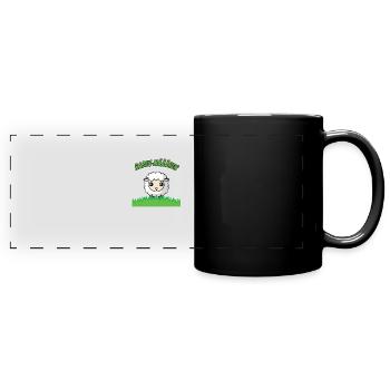 Witziges Shirt Rasenmäher, Schaf das Rasen mäht. - Panorama-Tasse farbig - Schwarz - Vorne