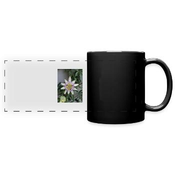Passionsfrucht Blume Passiflora - Panorama-Tasse farbig - Schwarz - Vorne