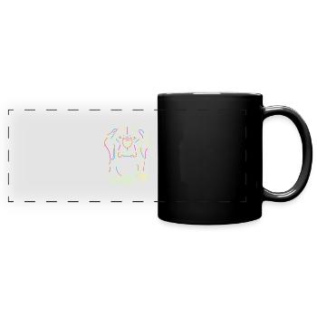 Black Colorful Neon Dog Themed T Shirt - Full Colour Panoramic Mug - black - Front
