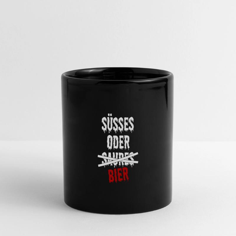 SÜßES ODER BIER Panorama-Tasse farbig